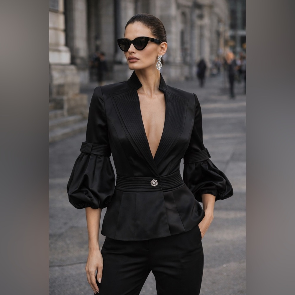 KAREN MILLEN Quilted Satin Blazer – Size XS